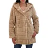Sebby Hooded Faux Fur Jacket In Camel