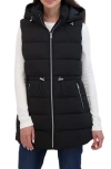 Sebby Hooded Puffer Vest In Black