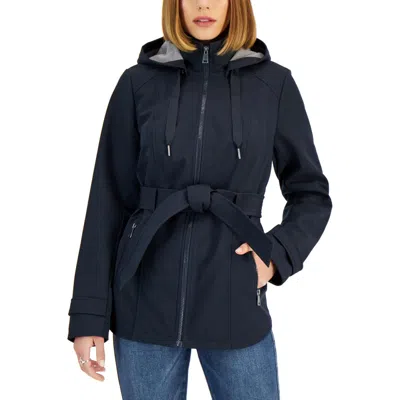 Sebby Juniors Womens Belted Polyester Raincoat In Blue