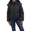 Sebby Short Hooded Puffer Jacket In Black