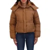 Sebby Short Hooded Puffer Jacket In Duck Brown
