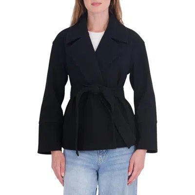 Sebby Short Wrap Coat In Black