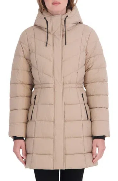 Sebby Stretch 3/4 Anorak Puffer Jacket In Khaki