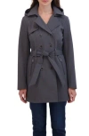 Sebby Water-resistant Hooded Double-breasted Trench Coat In Graphite