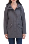 Sebby Water Resistant Hooded Softshell Coat In Graphite
