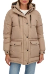 Sebby Water Resistant Puffer Jacket In Brown