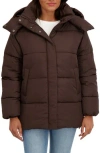 Sebby Water Resistant Puffer Jacket In Brown