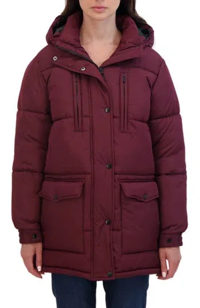 Sebby Water Resistant Puffer Jacket In Red