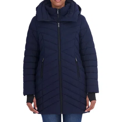 Sebby Water Resistant Stretch Chevron Quilted Jacket With Bib In Blue