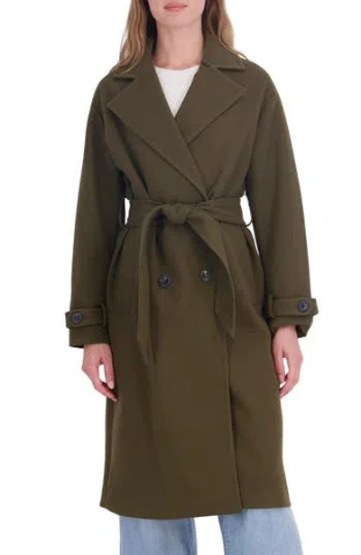 Sebby Wool Oversize Trench Coat In Green