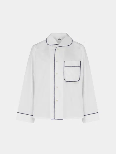 Sébline Stitch Hand-embroidered Cotton Pajama Shirt Size: M