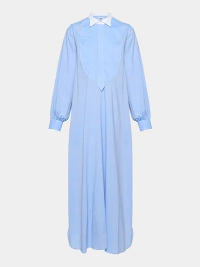 Sébline Women's Painter's Cotton Shirt Dress Size: L In Blue