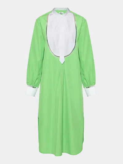 Sébline Women's Painter's Cotton Smock Dress Size: Xs In Green