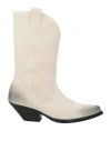 Seboy's Woman Ankle Boots Cream Size 7 Leather In White