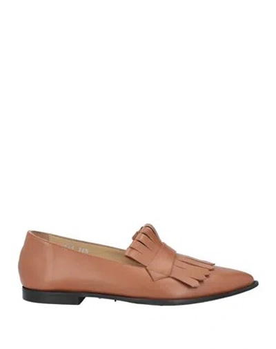 Seboy's Woman Loafers Tan Size 6.5 Leather In Brown