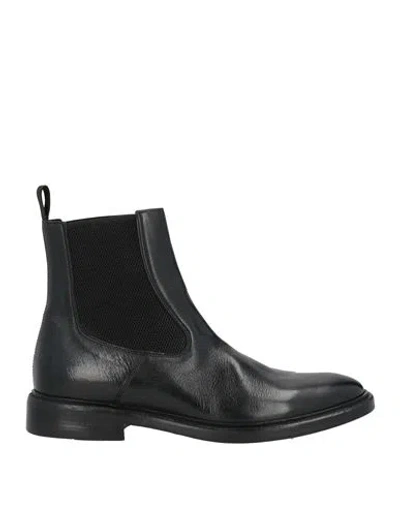 Seboy's Man Ankle Boots Black Size 9 Leather In Animal Print