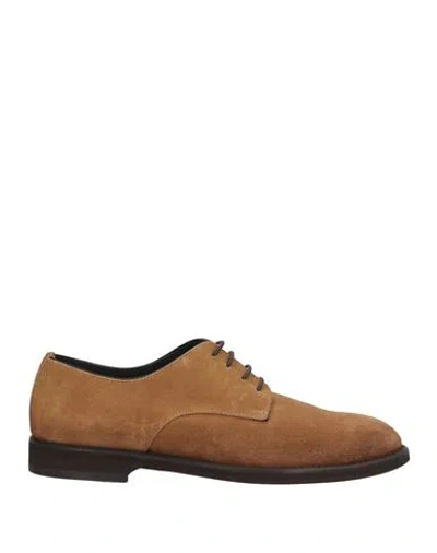 Seboy's Man Lace-up Shoes Camel Size 8 Leather In Sand