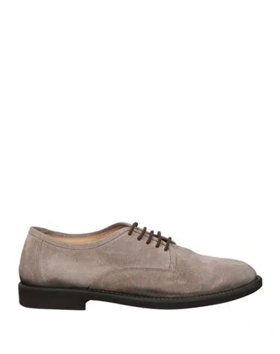 Seboy's Man Lace-up Shoes Light Grey Size 8 Leather In Gray