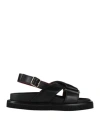 Seboy's Woman Sandals Black Size 6 Leather