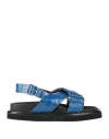 Seboy's Woman Sandals Blue Size 8 Leather In Blue