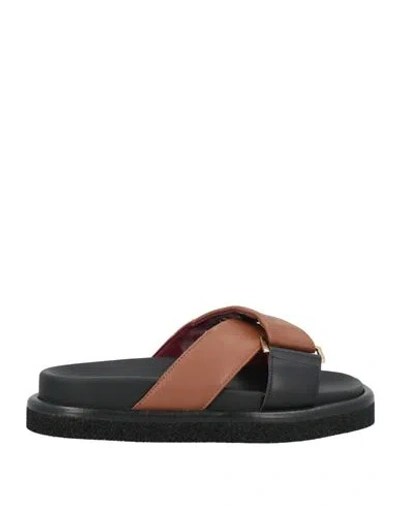 Seboy's Woman Sandals Brown Size 11 Leather