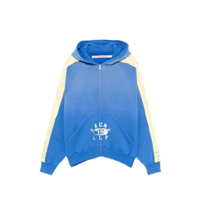 Secnd Slf Color-blocked Cotton Hoodie In Blue