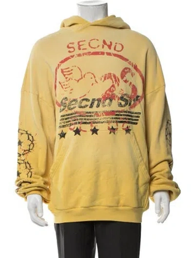 Pre-owned Secnd Slf Graphic Print Crew Neck Hoodie In Yellow
