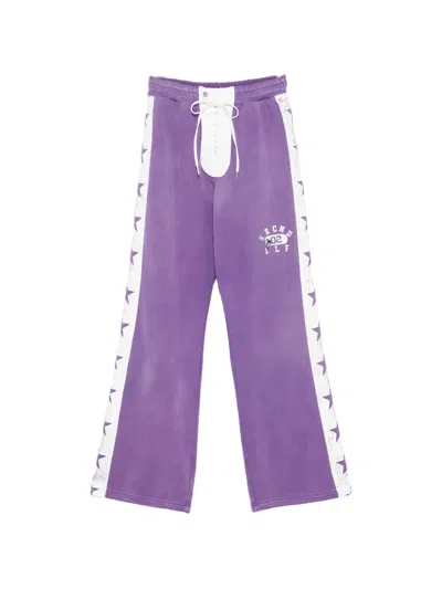 Secnd Slf Lace-up Star-print Track Pants In Purple