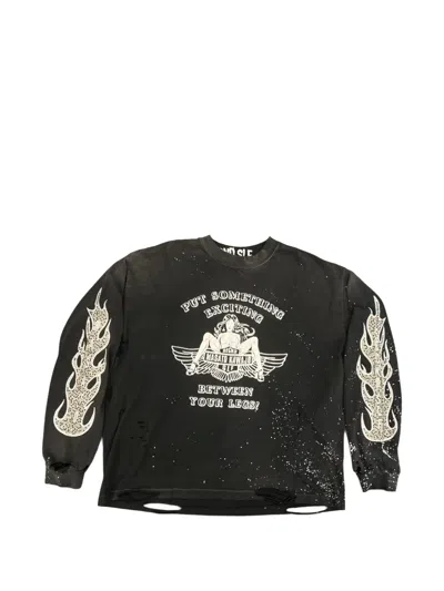Secnd Slf Masato Kawajo Distressed Long-sleeve T-shirt In Black
