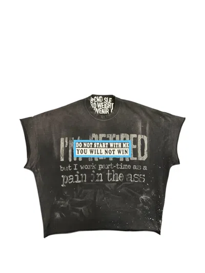 Secnd Slf Part Time Guiltee Graphic-print Boxy T-shirt In Black