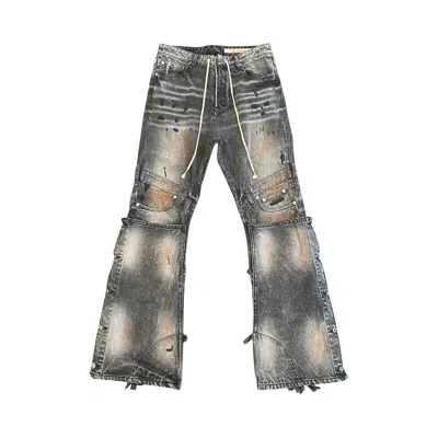 Pre-owned Secnd Slf Reconstructed Texas Flare Denim 'black' | Men's Size 38