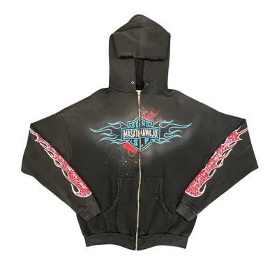 Pre-owned Secnd Slf X Masato Kawajo Firestorm Vintage Zip Up Hoodie 'washed Black' | Men's Size Xl