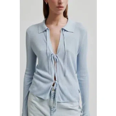 Second Female Cherr Ice Water Knit Collar Cardigan In Blue