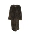 Second Female Long Plush Faux Fur Coat With Oversized Collar In Black