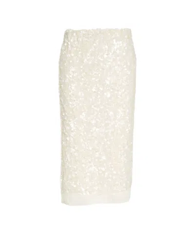 Second Female Sequined Midi Skirt With Shimmering Finish In White