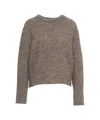 Second Female Textured Knit Sweater With Cropped Silhouette And Round Neckline In Brown