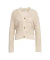 Second Female V-neck Cardigan With Textured Ribbed Cuffs And Buttons In White