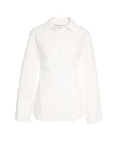Second Female Wrap-style White Blouse With Side Tie Detail