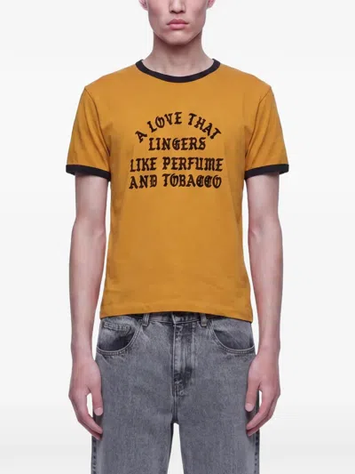 Second / Layer A Love That Lingers Slogan-print Ringer T-shirt In Orange
