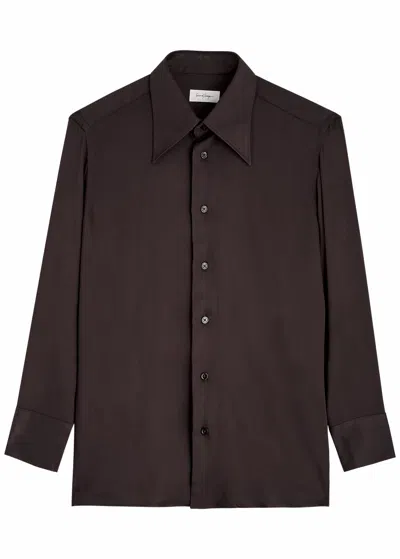 Second / Layer Second Layer Ace Brushed Viscose Shirt In Brown