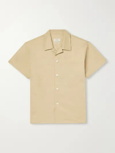 Second / Layer Avenue Camp-collar Stretch-cotton Poplin Shirt In Neutral