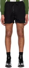 Second / Layer Black Crinkled Shorts In Black