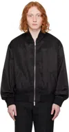 Second / Layer Black Silky Bomber Jacket In Black/slime
