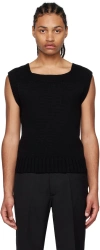 Second / Layer Black Square Neck Sweater In Black