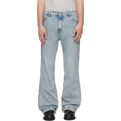 Second / Layer Blue Stone Wash Filmore Slim Boot Cut Jeans In Brown
