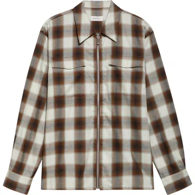 SECOND / LAYER SECOND LAYER CHECK RELAXED FIT ZIP-UP SHIRT