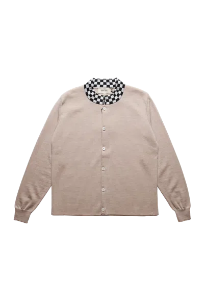 Second / Layer Second Layer Checkered Crew Collar Button Up Knit In Brown