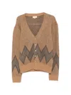 Second / Layer Chevy Geometric-pattern Cardigan In Brown