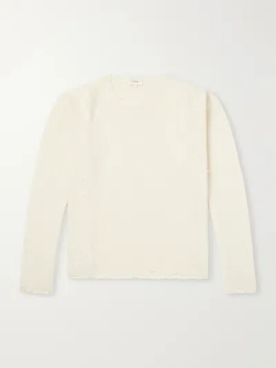 Second / Layer Distressed Waffle-knit Wool And Cashmere-blend Sweater In White