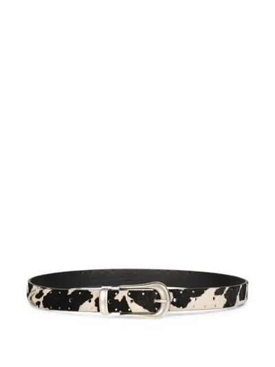 Second / Layer Doc Pony-hair Leather Belt In White